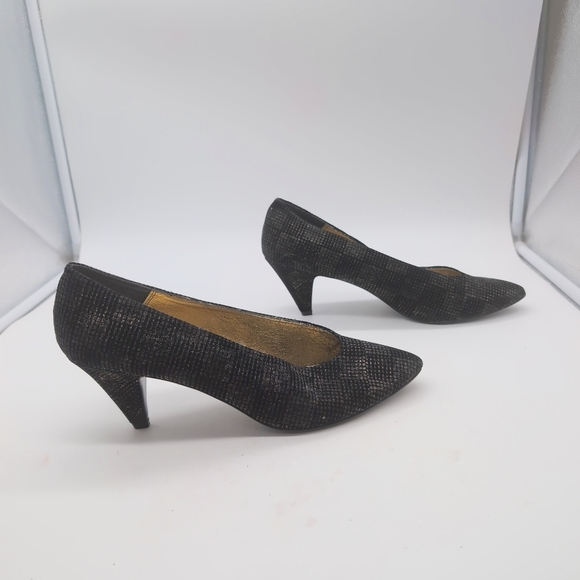 Vintage Nina Sz 10  Black Sparkle Women's Heels - Picture 7 of 9